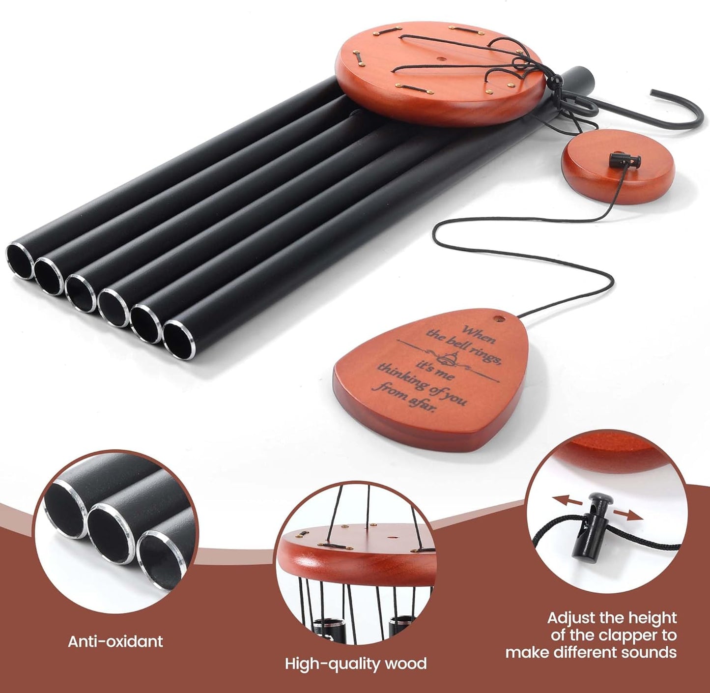 Large Outdoor Aluminum Wind Chimes 37 Inches，Soothing Gentle Sound Perfect for Garden Patio Decoration, Great Gift for Housewarming 、Memorial 、Mother's Day Wind Chimes for Outside