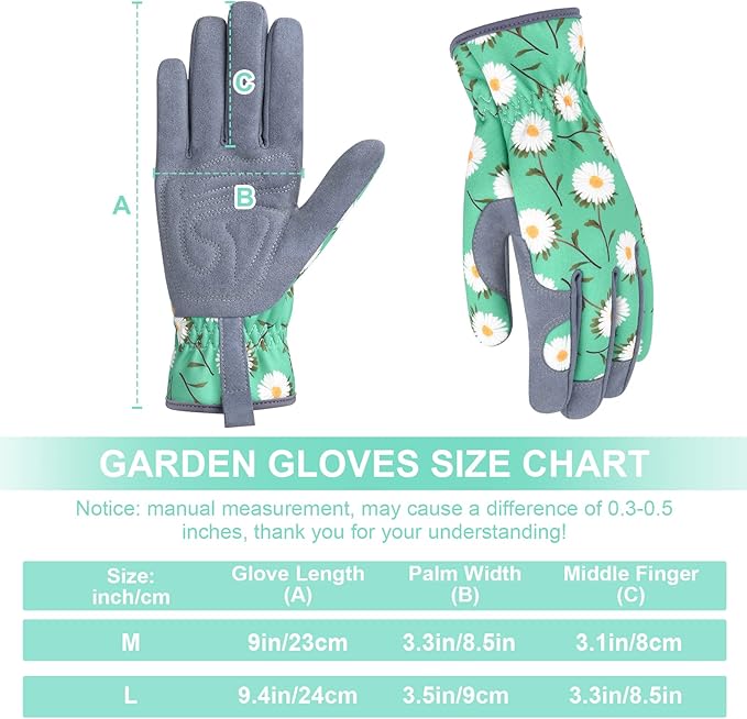 Womens Gardening Weeding Working Gloves, Leather Garden Glove for Women Thorn Proof No Stab for Digging, Planting,Pruning