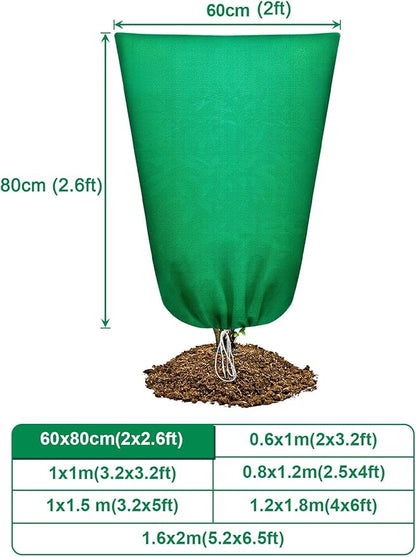 Abimars Thicker Plant Covers Freeze Protection Jacket 2.36 oz/yd², 2'x2.6' Reusable Winter Plant Covers with Drawstring & Zipper, 2 Pack Light, Porous Fabric for Plant Breathing