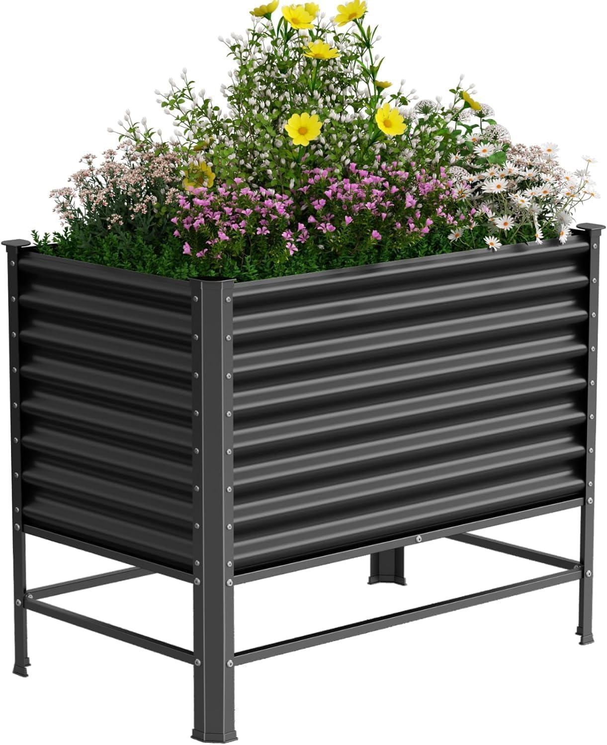 Galvanized Raised Garden Bed with Legs,48×24×37in Large Metal Elevated Raised Planter Box ,Raised Garden Bed,900lb Capacity with Drainage Holes for Vegetables Lawn Green Flowers, Fruits, Terrace