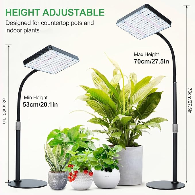 25 Watt Power Table Top Grow Lights for Indoor Plants, Seed Starting, Bonsai, 2500 Lumen Enough Bright Like A Small Sun for Your Jungle, Daisy Chain Function, 16"-24" Height Adjustable, Plug-and-Play