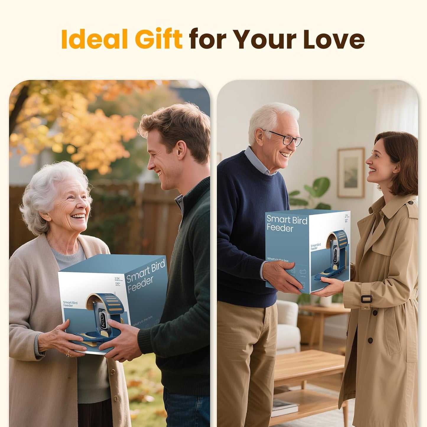 Smart Bird Feeder with Camera, 2.5K UHD Bird Feeder Camera Solar Powerd, Sensitive AI Identification, Instant Alerts Capture Video, IP66 Waterproof for Outdoor, Ideal Gift, Blue