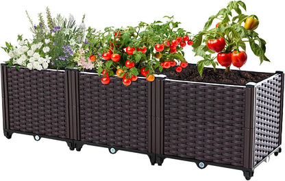 Raised Garden Bed, Planters for Outdoor Plants Raised Beds for Gardening, Plastic Planter Raised Beds for Planting Outdoor Plant Vegetables, Flowers, Fruits and Plants, 47.2"(L) x 15.7"(W) x 14.5"(H)