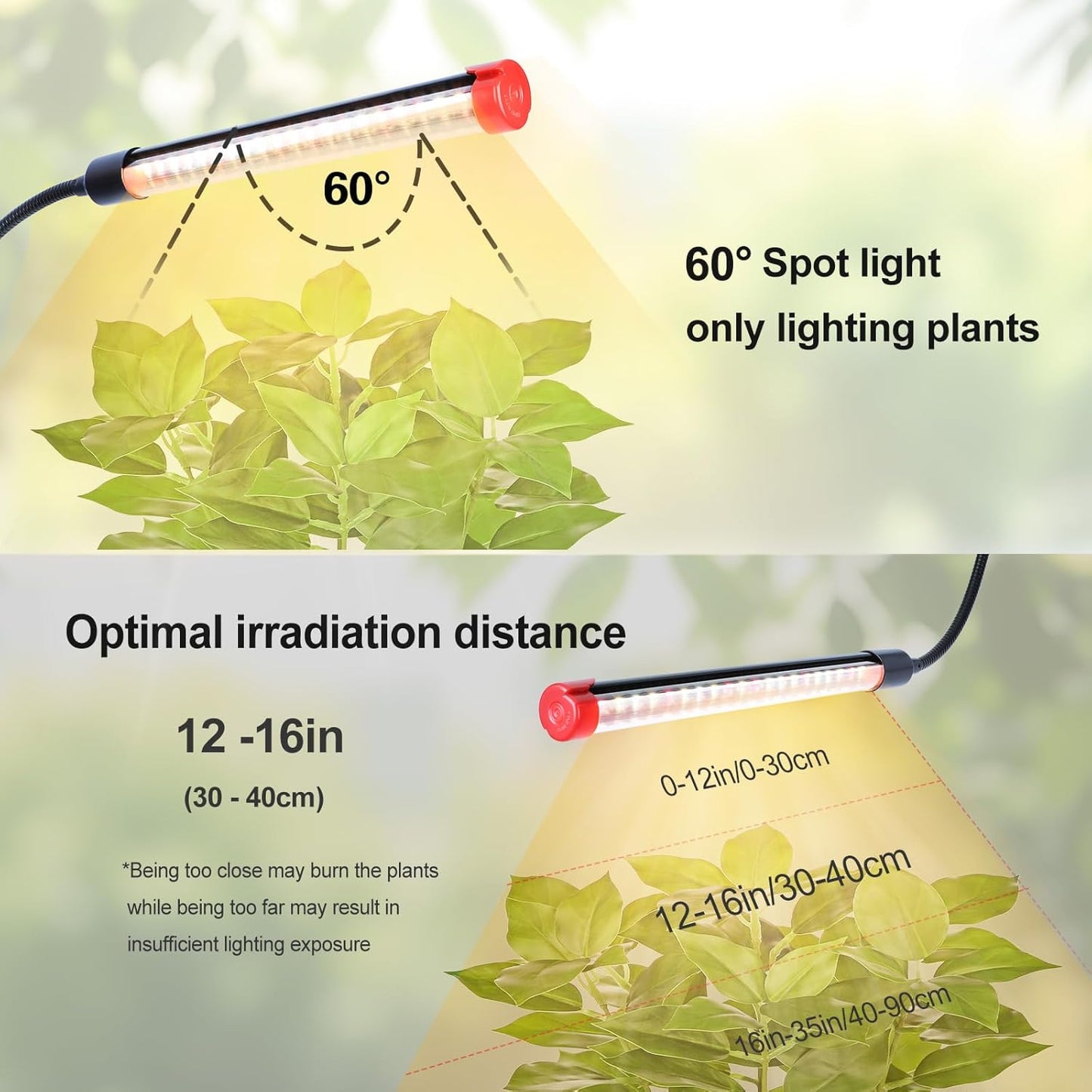4-Head Desk Grow Lights for Indoor Plants, Seed Starting, Bonsai, Succulent, Cactus with Timer, 36W Table Top LED Plant Growing Lamps, Enough High-Intensity Like Sun, Best Gift for Plants Lover