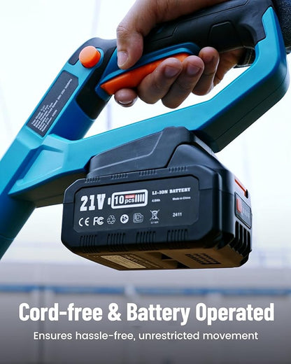 SEESII Electric Tiller for Gardening 300 RPM Rototiller Cordless Cultivator Total 8000mAh Battery Powered Garden Tiller 4 Pcs Blades for Smooth Tilling&Cleaning, Handheld Tiller for Raised Garden Beds