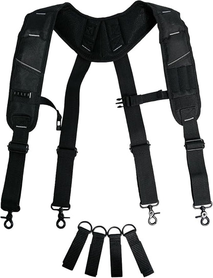 KUNN Tool Belt Suspenders Padded Carpenter Construction Electrician Work Suspender with Attachment Loops for Men,Black