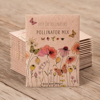 Bentley Pollinator Mix - Pre-Filled, Non-GMO, Non-Coated Butterfly Packets - 25 Annual Wildflower Seeds - Perfect Eco-Friendly Gift