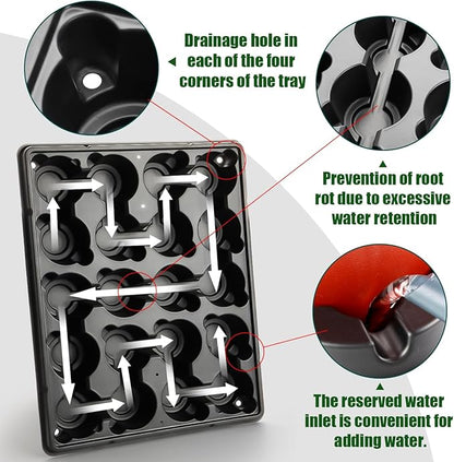20 Cell Plant Trays for Carrying 3 inch Round Nursery Pots, Sturdy Plastic Trays Suitable for Holding 200 pcs Peat Pots (10 Packs)