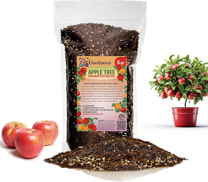 Gardenera Premium Apple Potting Soil Mix - Optimal Nutrient-Rich Blend for Thriving and Juicy Apples - 5 Quart