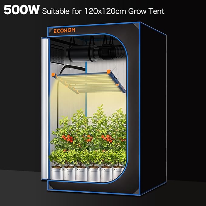 LED Grow Light, 500W Grow Lights for Indoor Plants, Full Spectrum Growing Light Plant Foldable & Hanging Growing Lamps, Daisy Chain Dimmable Grow Lamp, Commercial for 4x4ft Coverage in Grow Tent