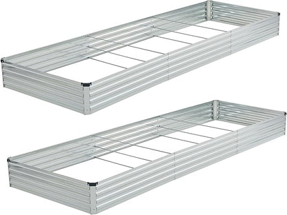 12x4x1ft(2 Pack) Galvanized Raised Garden Bed,Outdoor Planter Box Metal Patio Kit Planting Bed for Vegetables Flowers Herb,Silver