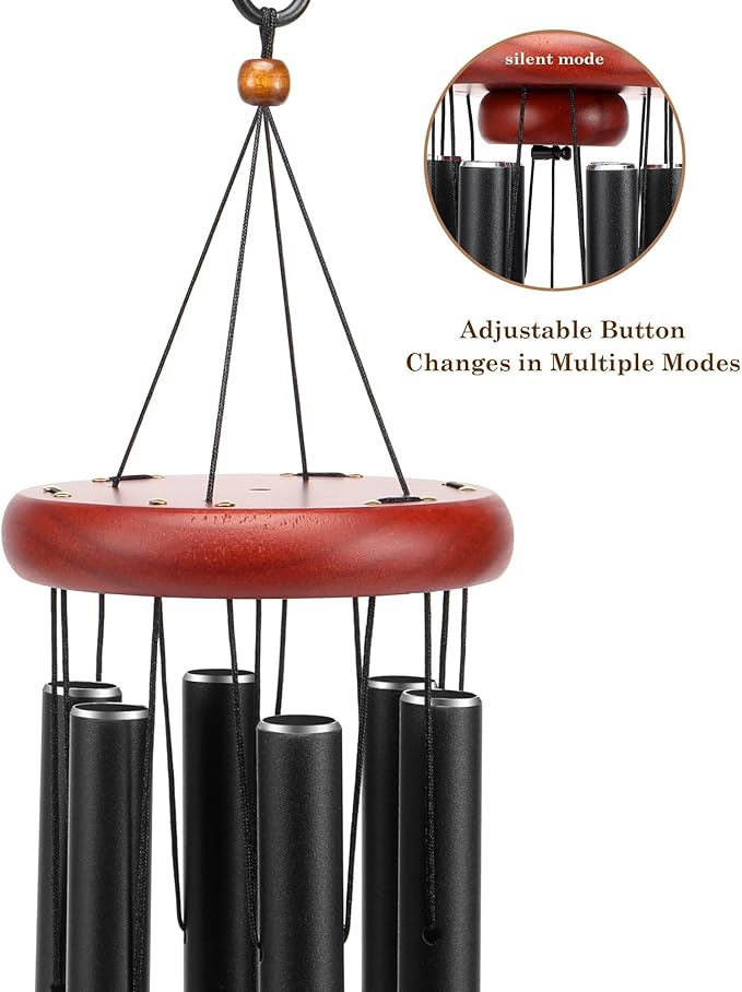 Classic Black Wind Chimes for Outside Soothing Melodic Wind Chime 37" to Create a Zen Atmosphere. Sympathy/Memorial Gift, Indoor Outdoor Garden Patio Decoration
