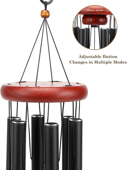 Classic Black Wind Chimes for Outside Soothing Melodic Wind Chime 37" to Create a Zen Atmosphere. Sympathy/Memorial Gift, Indoor Outdoor Garden Patio Decoration
