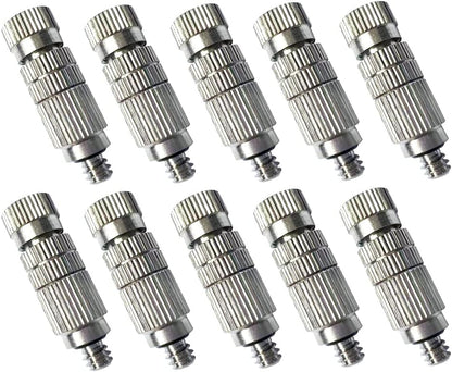 High Pressure Brass Nickel Plated Misting Nozzle for Outdoor Cooling Mist System, 0.5mm Ceramics Orifice, Anti-Drip Cleanable, 10pcs