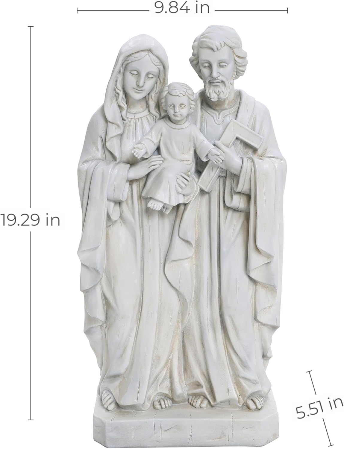 LuxenHome Holy Family Statue, 19 Inch Tall Off White Polyresin Holy Family Statue Catholic, Indoor Outdoor Patio Decor for Sagrada Familia Estatua, Garden Home Decor Gift