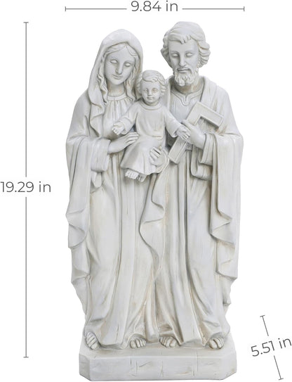 LuxenHome Holy Family Statue, 19 Inch Tall Off White Polyresin Holy Family Statue Catholic, Indoor Outdoor Patio Decor for Sagrada Familia Estatua, Garden Home Decor Gift