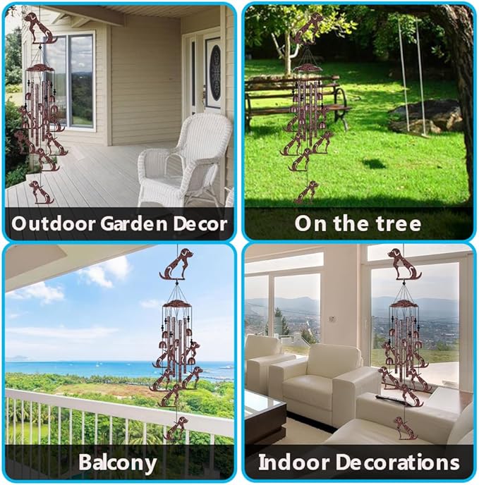 Garden Dog Wind Chimes Decoration, Blessing Wind Bells, Outdoor Wind Chime, Mobile Wind Catcher, Memorial Wind Chime, Dog Decor, 7 Puppys Windchimes Gifts for Mom, Home, Balcony, Tree, Festival Decor