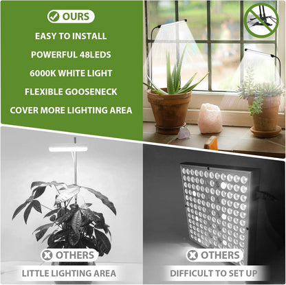 Juhefa Grow Light for Indoor Plants Growing, 6000K Full Spectrum Gooseneck Plant Lamp for Seedings Succulents Small Plants, Auto On/Off Timing & 5 Dimming, 4 Pack
