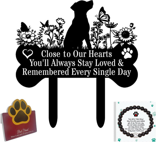 Pet Grave Markers Dog, Metal Pet Metal Memorial Garden Stake, Pets Waterproof Grave Stakes Plaque, Pet Headstone Garden Memorial Graves, Metal Dog Garden Decor 12"
