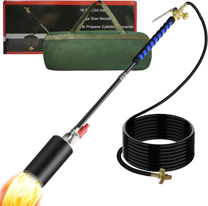 Propane Torch Weed Burner,Weed Torch for Outside with Self Ignition and Flame Control,High Output 2,400,000 BTU with 10FT Hose and Storage Bag,Flame Thrower for Weeding,Garden,Snow Melting(Black)