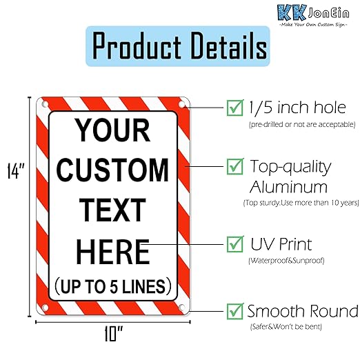 Custom Sign Outdoor 14x10 Inches Horizontal, Metal Gate Sign Personalized for Outside, Customized for Home, Office, Garage, Porch, Delivery Signage, .040 Aluminum, Rust Free, Waterproof(Color-border)