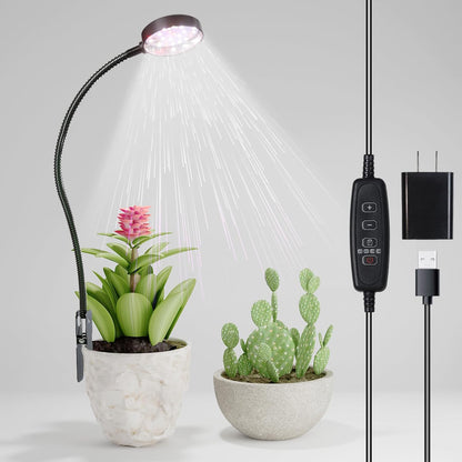 GYTF LED Grow Light, 6000K White Full Spectrum Pot Plant Light for Indoor Plants, Gooseneck Clip-on Plant Lamp with Dimmable, Auto ON/Off 4 8 12 18Hrs for Succulents Small Houseplants