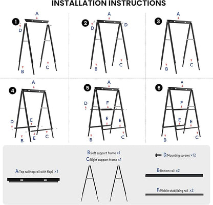 4 PCS A Frame Sign Holder-24x36 Inch, Heavy-Duty Double-Sided Sandwich Board Holder, Foldable Business & Store Sign Holders with Metal Flap to Protect Against Raindrops, for Pavement Outdoor, Frame Only