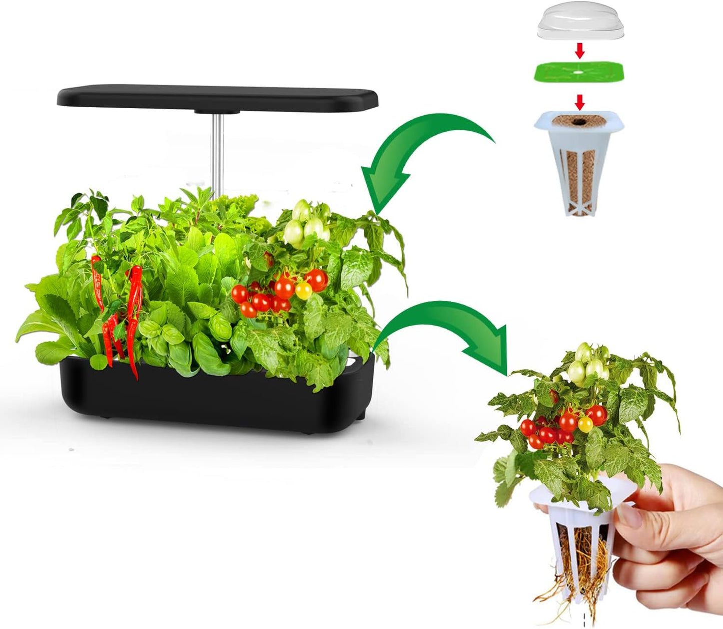 Seed Pods Kit for Hydroponics Growing System, Seed Starter Pods for Indoor Garden, Including 12pcs Grow Sponges, Grow Baskets, A&B Hydroponic Nutrients, Compatible with Idoo, QYO, LYKO, Square Shape