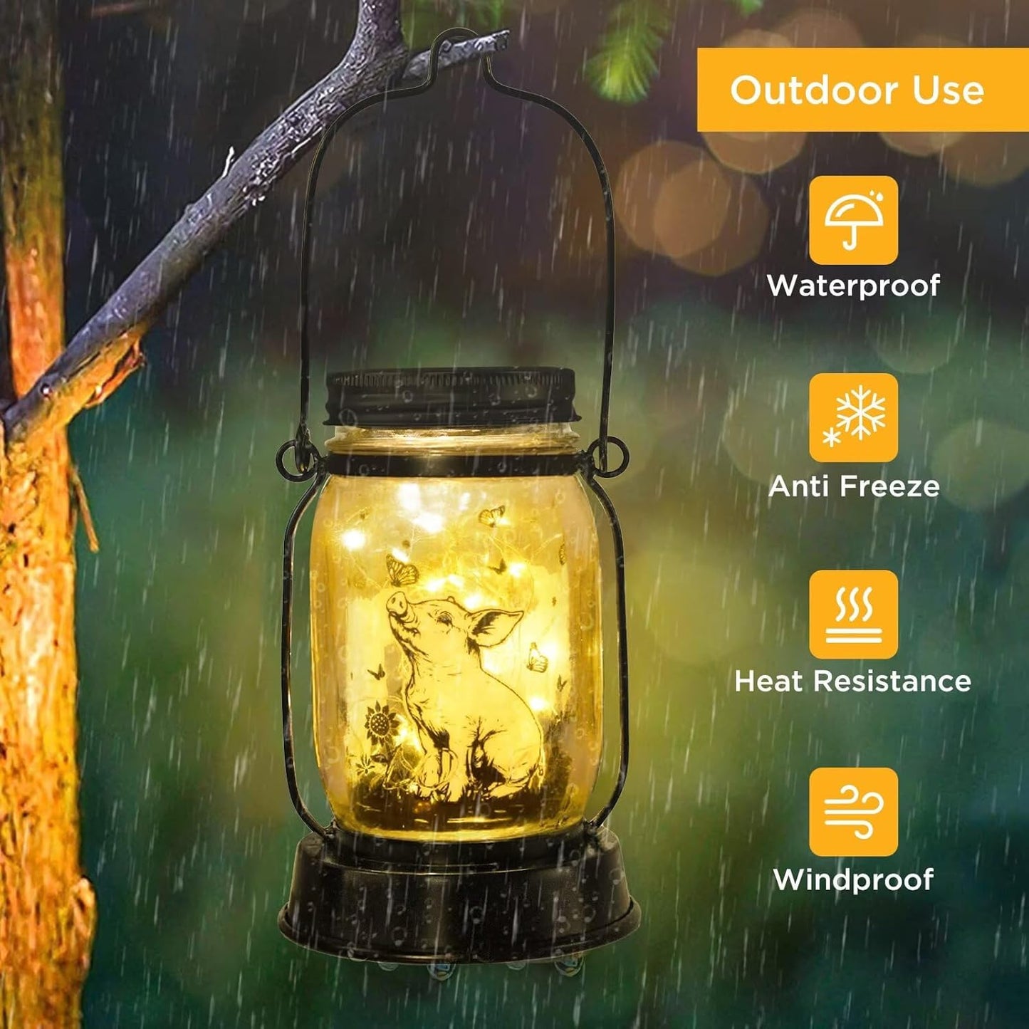 Pig Gifts for Women/Men/Kids Pig Lovers Animal Solar Lantern, Piglet Animal Christmas Gifts, Solar Garden Decoration, Night Light Room Decor Farm Piglet Present Yard, Patio,Backyard,Porch, Torches