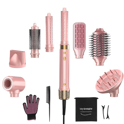 StyleVibe 8-in-1 Air Styler, Hair Dryer & Blow Dryer Brush with Auto Wrap Curl L/R, Fast Drying, Smooth Blowouts, Root-Lift Volume, No Heat Damage Frizz-Free Thermal Brush with Travel Bag