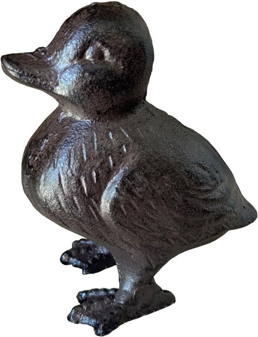 Rust Brown Cast Iron Duck Figurine (3.6" Tall) - Single Piece Vintage Style Decorative Ornament for Home, Garden, Shelf Decor HC6905