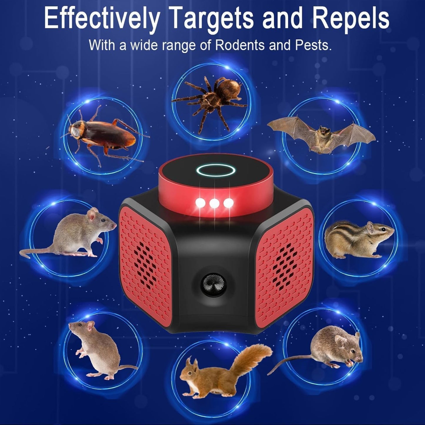 Rodent Mice Repellent Ultrasonic Plug in 4-Modes Rat Repellent for House Ultrasonic Rodent Repeller Indoor Mice Repeller Ultrasonic Mouse Repellent Plug in for Attic Home Basement Garage Rvs