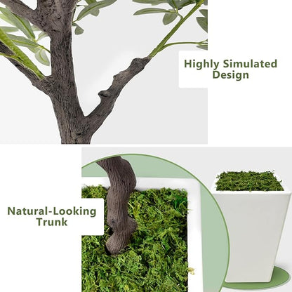 Olive Trees Artificial Indoor 8ft, Tall Faux Silk Plant with Pot, Realistic Leaves and Natural Wood Trunk Fake Trees with Lifelike Fruits for Home Office Decor Bedroom Livingroom Entryway Housewarming
