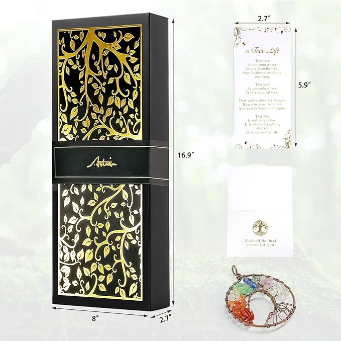 Gifts for Mom & Grandma - Outdoor Wind Chimes with Engraved Tree of Life, Large Patio Hanging Decor for Garden, Yard, Christmas, Anniversary Celebrations