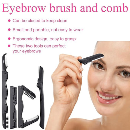 17 Pcs Eyelash Curlers Kit Lash Curler Eyelash Comb Seperator Extension Tweezers Eyebrow Brush Scissors False Eyelashes Applicator Eyebrow Trimmer Silicone Refills Pads for Women(Pink)