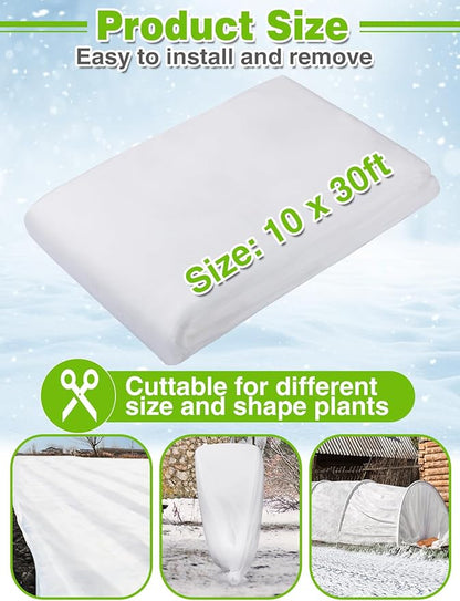Alphatool Plant Covers Freeze Protection - 10 ft x 30 ft Frost Cloths Blankets for Outdoor Plants, 1.0oz/yd² Non-Woven Fabric Floating Row Cover, Thick Garden Covers for Raised Beds