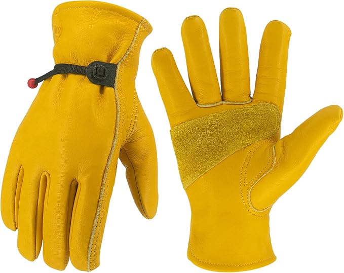 Leather Work Gloves for Men & Women, Reinforced Durable Gardening Gloves,Cowhide Work Gloves,Puncture & Cut Resistant