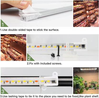 GYTF LED Grow Light Strips, 3500K 90-Bulb Full Spectrum Dimmable Plant Growing Lamp Bars with Auto ON/Off Timer for Indoor Plants Succulents Seeds Starting Hydroponics, Extendable Design