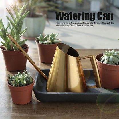 Watering Can, 1500ml Stainless Steel Long Spout Watering Cans, Gold Water Can Suitable for Potted Plants, Hanging Plants, and Outdoor Gardens