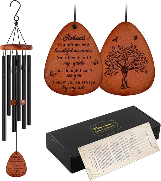 Memorial Gifts for Loss of Husband,Memorial Wind Chimes 25'', Loss of Husband Sympathy Gifts, Home Decor Outdoor Garden, Soothing Melodic Tones with Mute Option