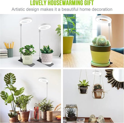 Grow Lights for Indoor Plants, Full Spectrum Halo Growing lamp with Detachable Base, Height Adjustable, 3 Colors, 10 Dimming, Automatic Timer, Plant Light for Small Plants Growing, 2-Pack