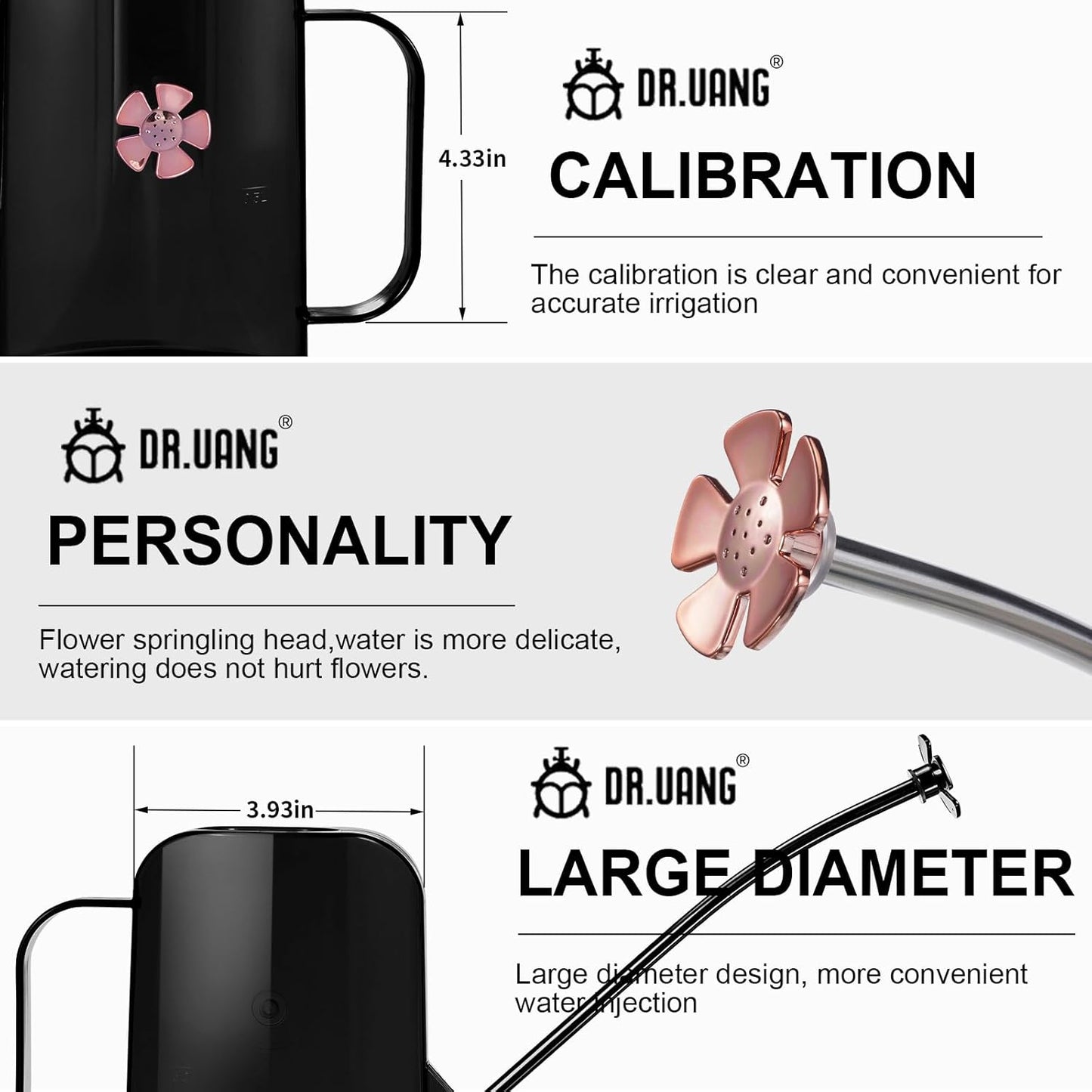 Watering Can Indoor for House Plants Small Watering cans with Long Spout Flower Model Sprinkler Head 1.2L (Black Coffee, 1.2L)