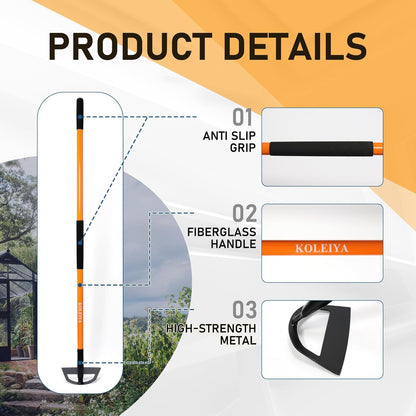 Sharpened Garden Hoe 57 Inch Heavy Duty Weeding Hoe with 8.3 Inch Blade and Fiberglass Handle Pre Sharpened for Effortless Cutting Lawn and Soil Tool