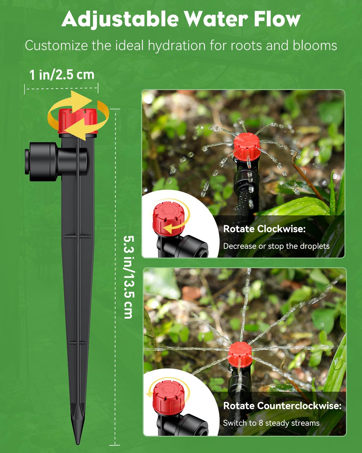 Pawfly 50ft Drip Irrigation System Kit - Quick-Connect Garden Watering System with 1/4" Tubing, Adjustable Emitters & Drip Irrigation Parts for Greenhouse, Lawn, Patio & Raised Beds