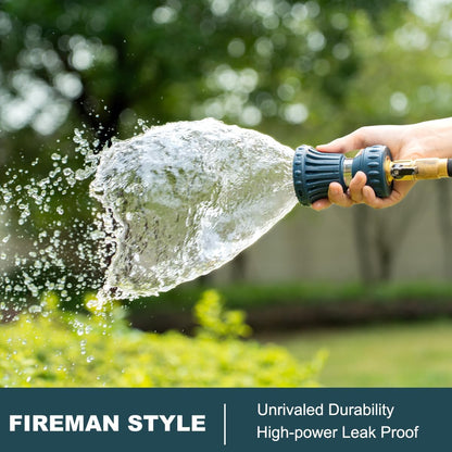 FANHAO Fireman Style Garden Hose Nozzle, Heavy Duty Metal Fire Water Nozzle, High Power Leak Proof Adjustable Hose Sprayer Nozzle for Garden Watering, Patio Cleaning, Car & Pets Washing