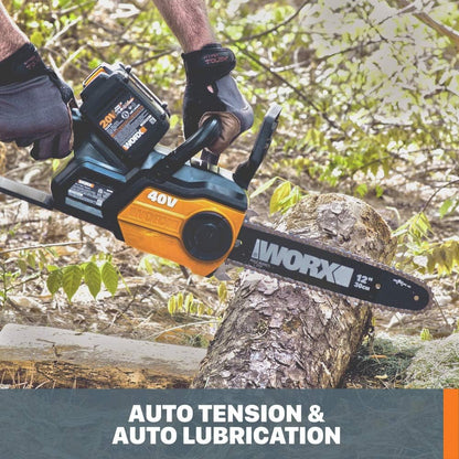 Worx 40V 12" Cordless Chainsaw Power Share with Auto-Tension - WG381 (Batteries & Charger Included)