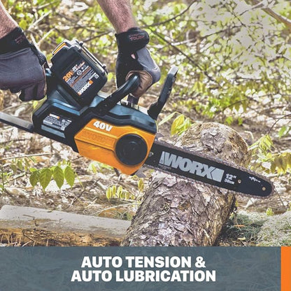 Worx 40V 12" Cordless Chainsaw Power Share with Auto-Tension - WG381 (Batteries & Charger Included)