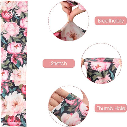 COOLJOB Gardening Sleeves UV Cooling Sun Protection Arm Cover for Women with Thumb Hole for Gardener, Farmer, Outdoor Sport