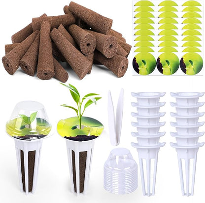 79 PCS Hydroponic Indoor Seed Pods, Growing System Kit for Aerogarden & Other Brands - Seed Starter, Growing Herb Pods Kit with 24 Grow Sponges, 12 Baskets, 12 Domes, 30 Labels & 1 Tweezer