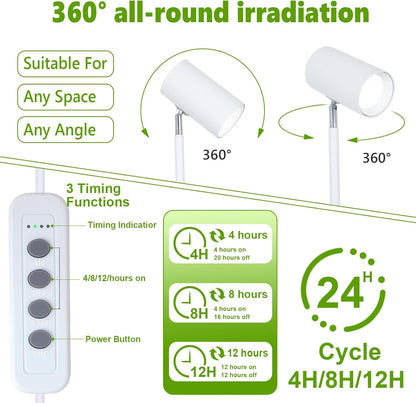 HMVPL 40W Grow Lights Stand for Indoor Plants Full Spectrum, Standing Plant Light for Indoor Growing with COB Plant Light Bulb, 4/8/12H Timer, Tall Growth Floor Lamp for Large Plant (6 Level Height)